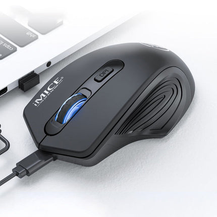 iMICE G-1800 Rechargeable 4 Buttons 1600 DPI 2.4GHz & Bluetooth Silent Wireless Mouse for Computer PC Laptop (Black)