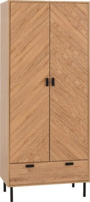 LEON 2 DOOR 1 DRAWER WARDROBE - MEDIUM OAK EFFECT