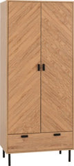 LEON 2 DOOR 1 DRAWER WARDROBE - MEDIUM OAK EFFECT