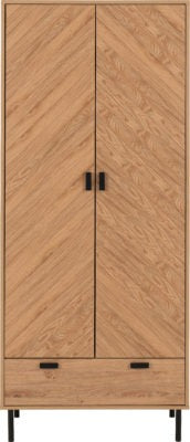 LEON 2 DOOR 1 DRAWER WARDROBE - MEDIUM OAK EFFECT