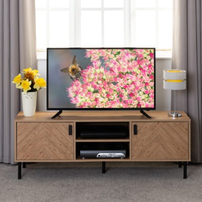 LEON 2 DOOR TV UNIT - MEDIUM OAK EFFECT