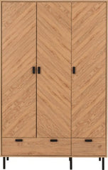 LEON 3 DOOR 2 DRAWER WARDROBE - MEDIUM OAK EFFECT