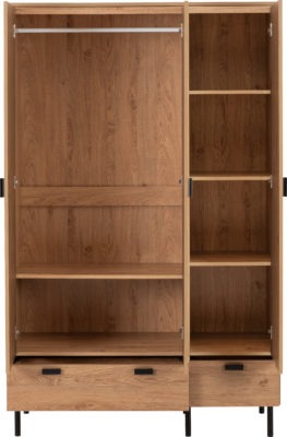 LEON 3 DOOR 2 DRAWER WARDROBE - MEDIUM OAK EFFECT