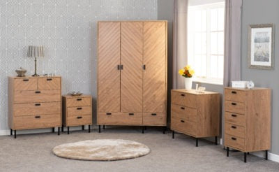 LEON 3 DOOR 2 DRAWER WARDROBE - MEDIUM OAK EFFECT