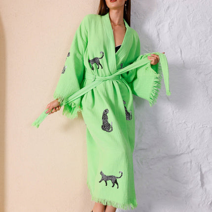 WILD LEOPARD Kimono in Lime