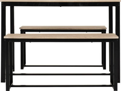 LINCOLN 1+2 DINING BENCH SET - SONOMA OAK EFFECT/BLACK