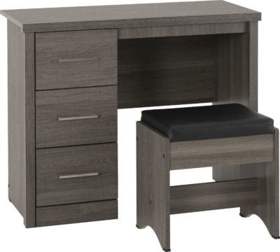 Lisbon 3 Drawer Dressing Table Set in Black Wood Grain