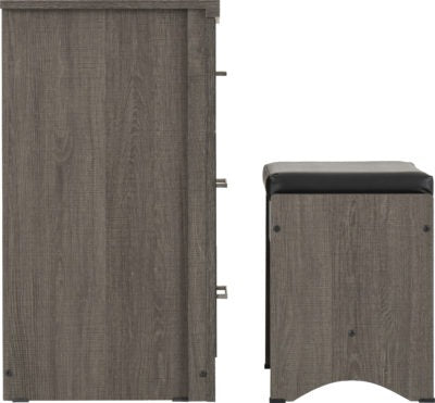 Lisbon 3 Drawer Dressing Table Set in Black Wood Grain