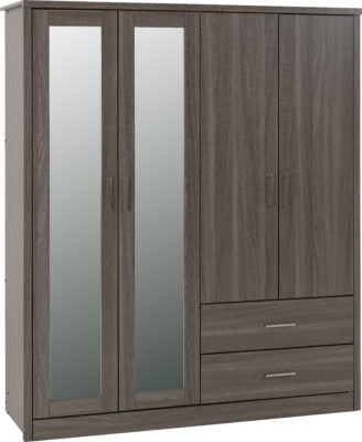 Lisbon 4 Door Wardrobe Black Wood Grain