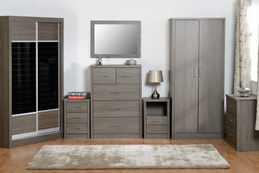 Lisbon 2 Door Sliding Wardrobe in Black Grain