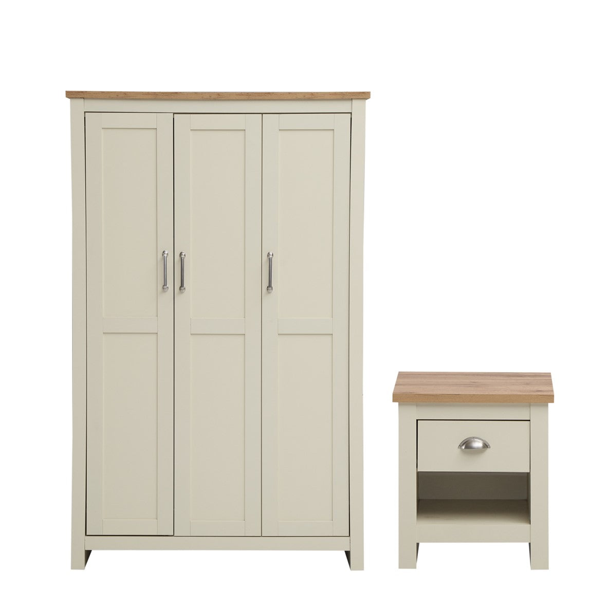 Lisbon 2 Piece Set (3 Door Wardrobe, 1 Drw Bedside)