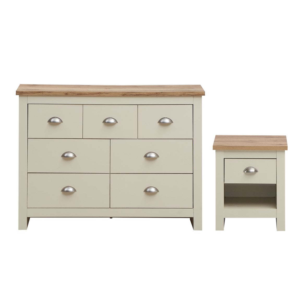 Lisbon 2 Piece Set (3+4 Chest, 1 Drw Bedside) Cream