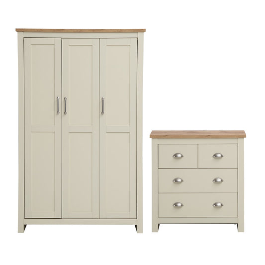 Lisbon 2 Piece Set (3 Door Wardrobe, 2+2 Chest)