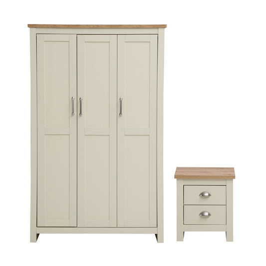 Lisbon 2 Piece Set (3 Door Wardrobe, 2 Drw Bedside)