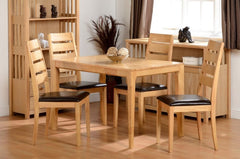 Logan Dining Set Solid Rubberwood Oak Varnish with 4 Chairs in Brown