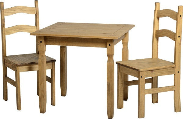 Rio Compact Dining Set with 2 Chairs in Distressed Waxed Pine