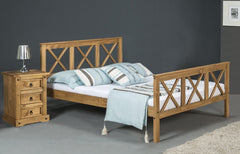 Salvador 4ft6 Double Bed High Foot End in Distressed Waxed Pine Frame Only