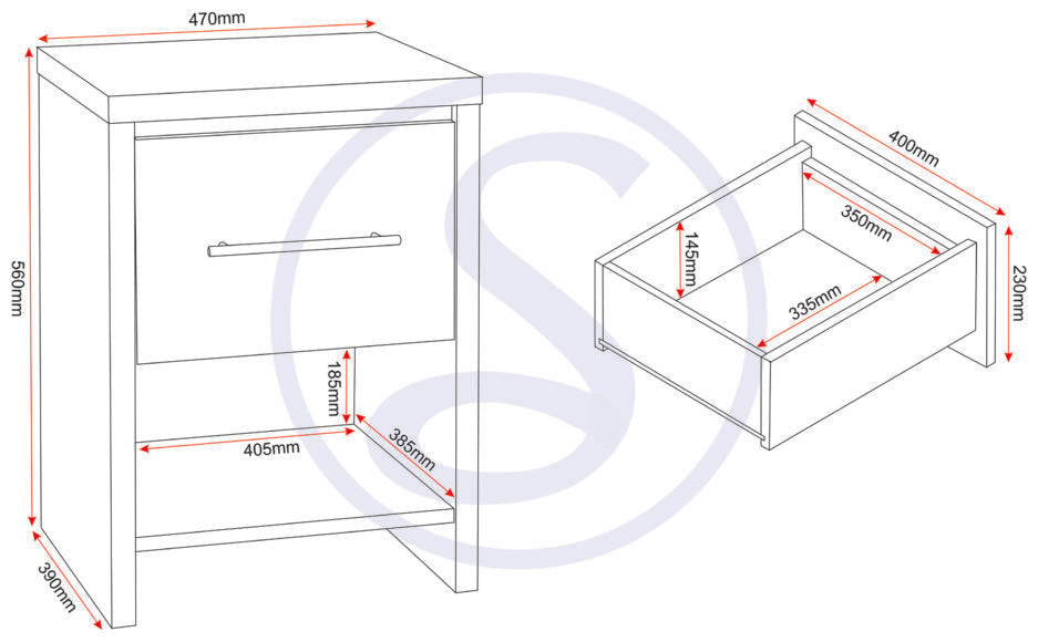 SEVILLE BEDROOM SET - WHITE HIGH GLOSS/LIGHT OAK EFFECT VENEER