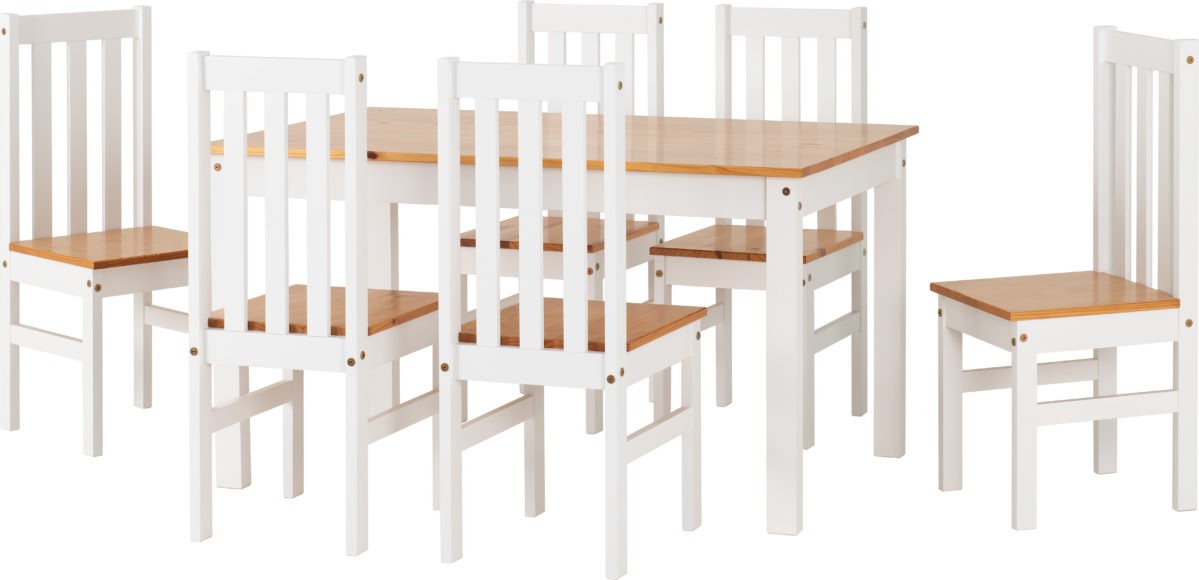 Ludlow Dining set with 6 Chairs - White/Oak Lacquer