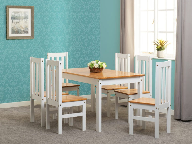 Ludlow Dining set with 6 Chairs - White/Oak Lacquer