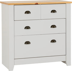 LUDLOW 2+2 DRAWER CHEST - GREY/OAK LACQUER