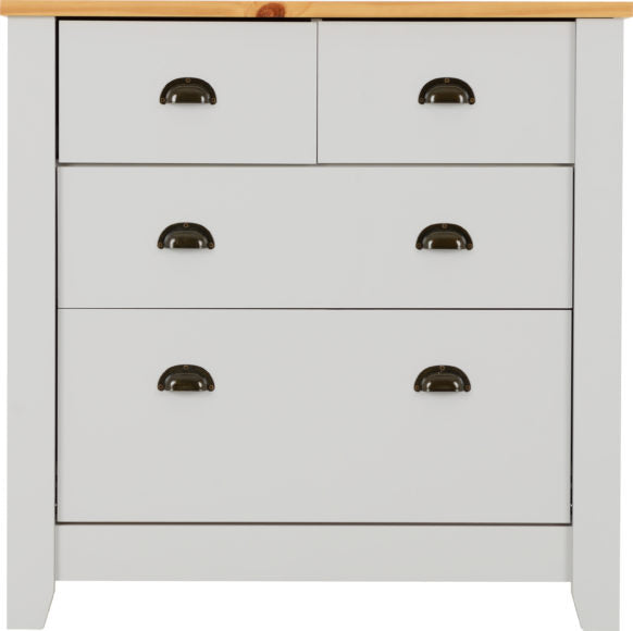 LUDLOW 2+2 DRAWER CHEST - GREY/OAK LACQUER
