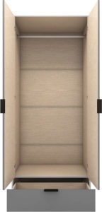 Madrid 2 Door 1 Drawer Mirrored Wardrobe in Grey and White Gloss Finish