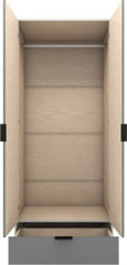 Madrid 2 Door 1 Drawer Mirrored Wardrobe in Grey and White Gloss Finish