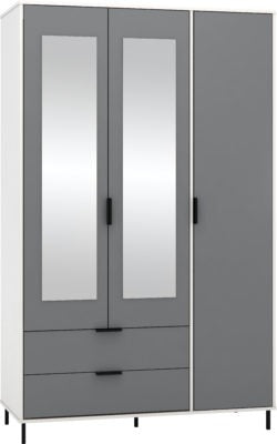 Madrid 3 Door 2 Drawer Mirrored Wardrobe Grey/White