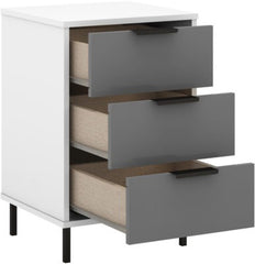Madrid 3 Drawer Bedside in Grey and White Gloss Finish