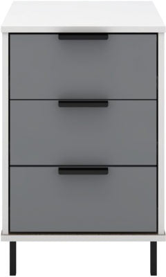 Madrid 3 Drawer Bedside in Grey and White Gloss Finish