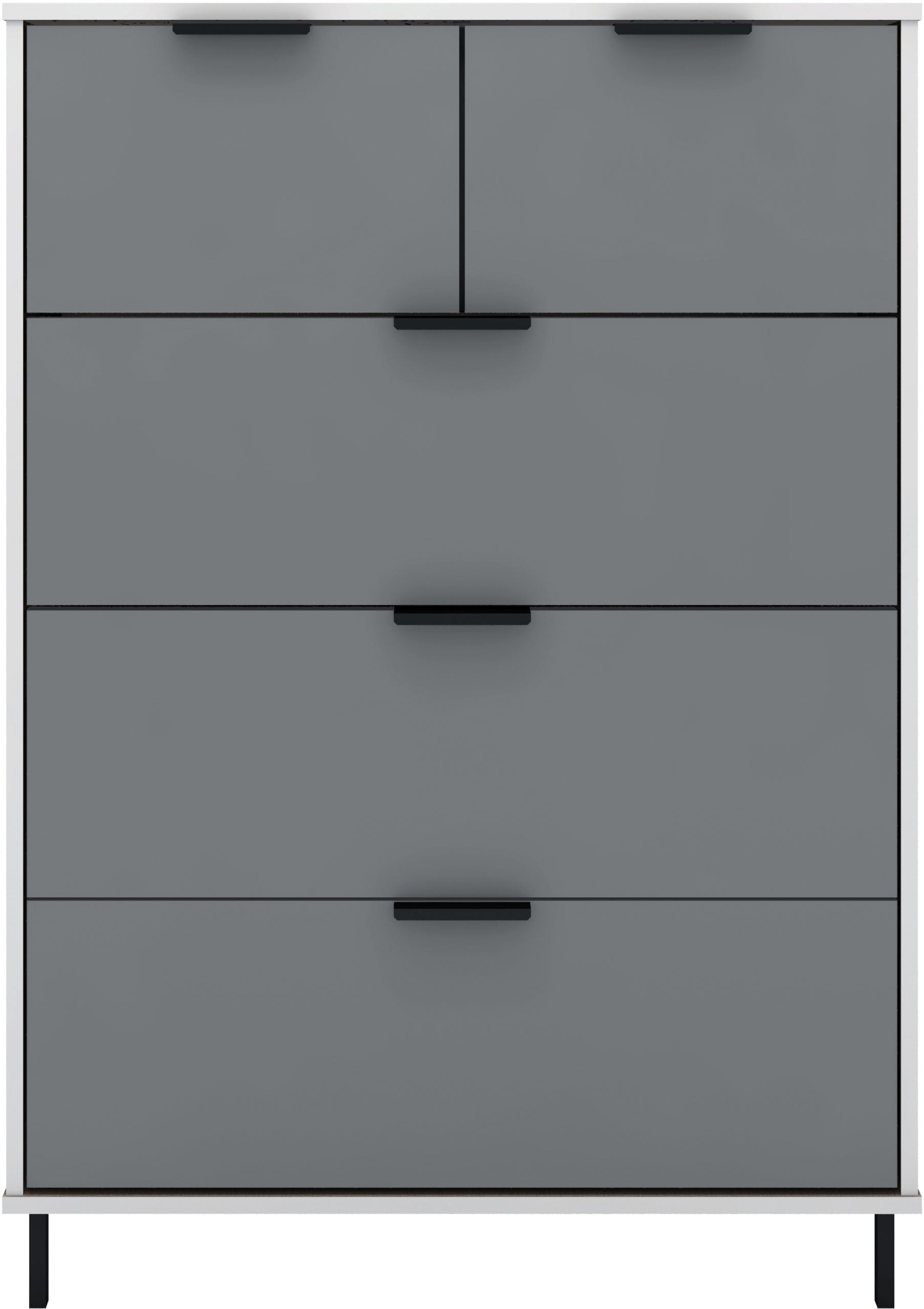 Madrid 3 and 2 Drawer Chest of Drawers in Grey and White Gloss Finish