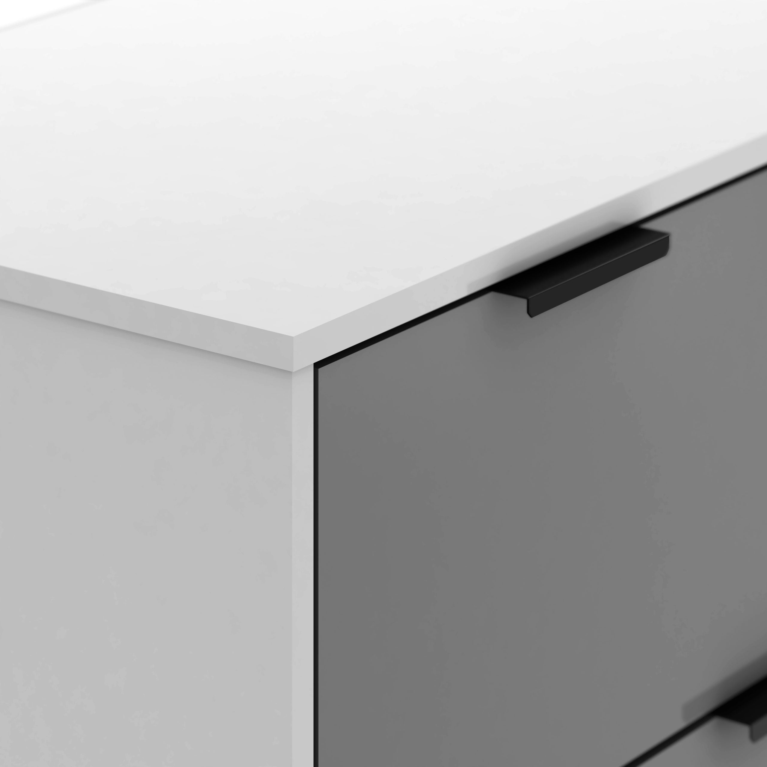 Madrid 3 and 2 Drawer Chest of Drawers in Grey and White Gloss Finish
