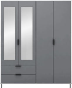 Madrid 4 Door 2 Drawer Mirrored Wardrobe n Grey and White Gloss Finish