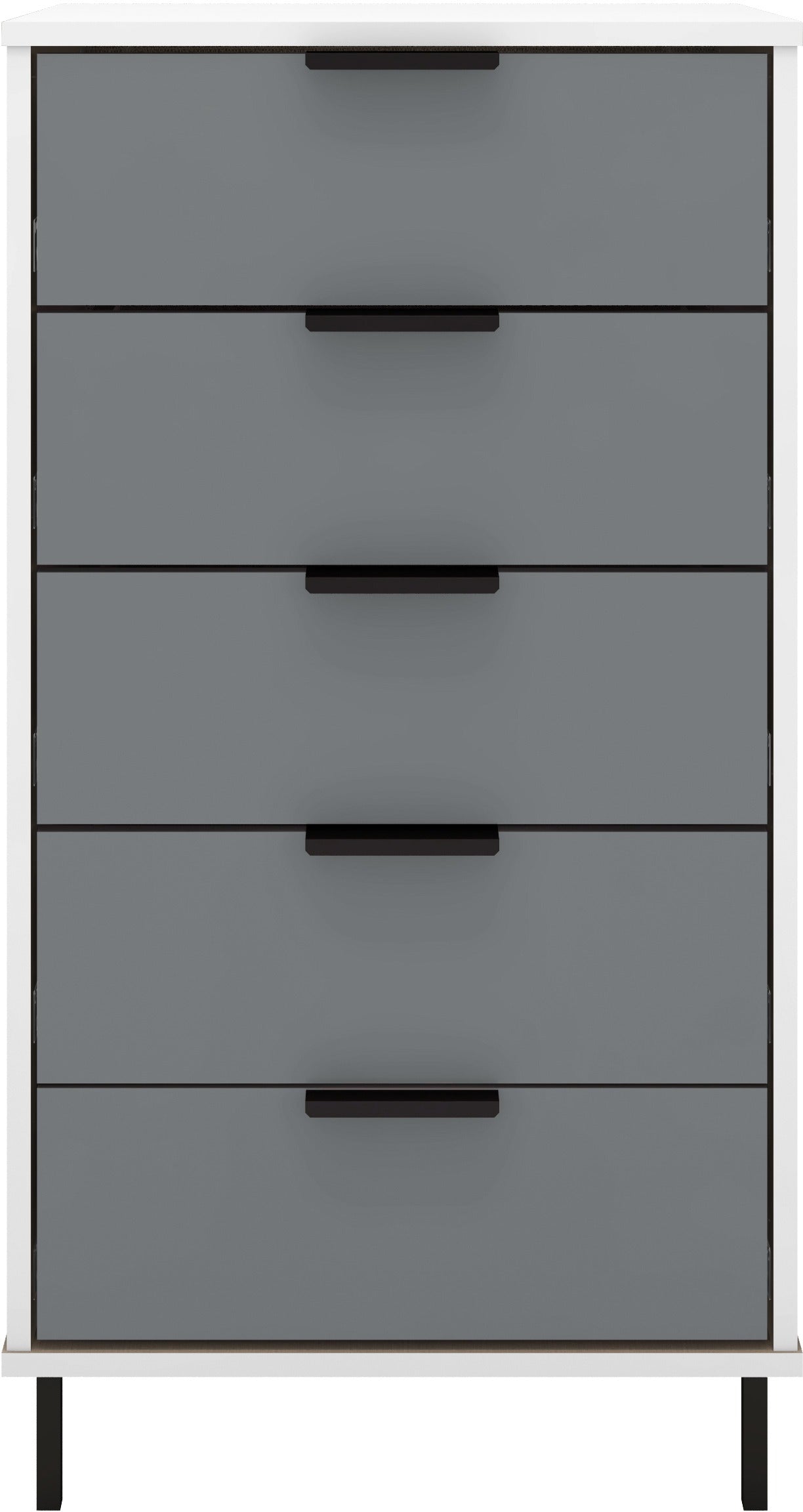 Madrid 5 Drawer Chest of Drawers in Grey and White Gloss Finish