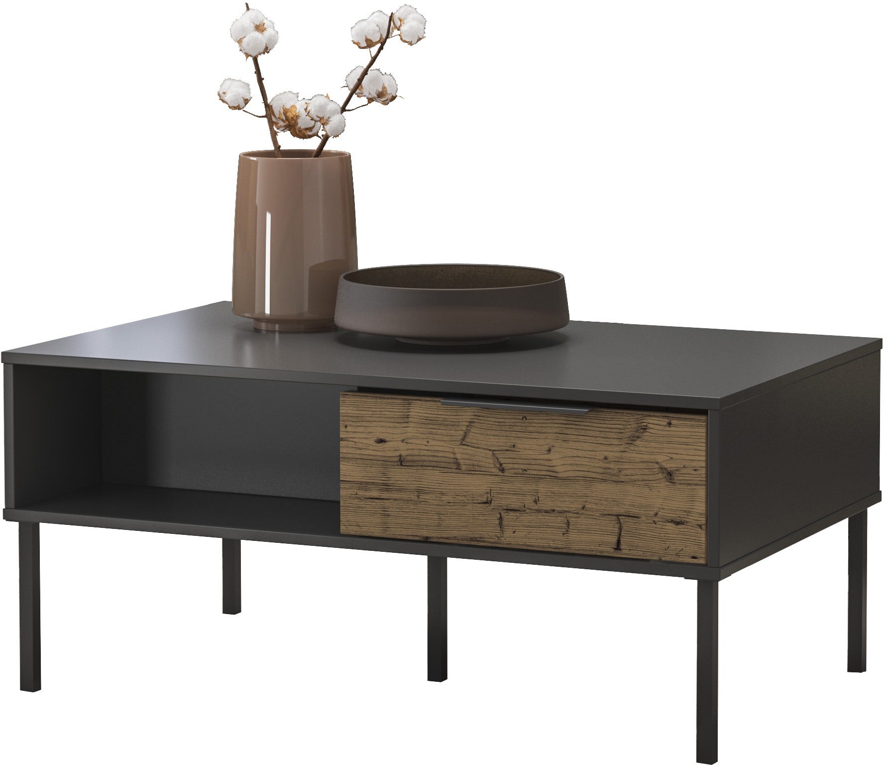 Madrid Black and Acacia Effect Storage Coffee Table