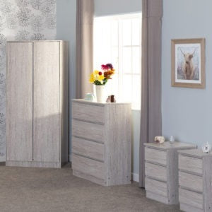 Malvern 2 Door Wardrobe Bedroom Set in Beige Finish Recessed Handles