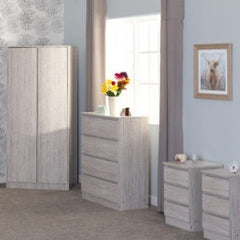 Malvern 2 Door Wardrobe Bedroom Set in Beige Finish Recessed Handles