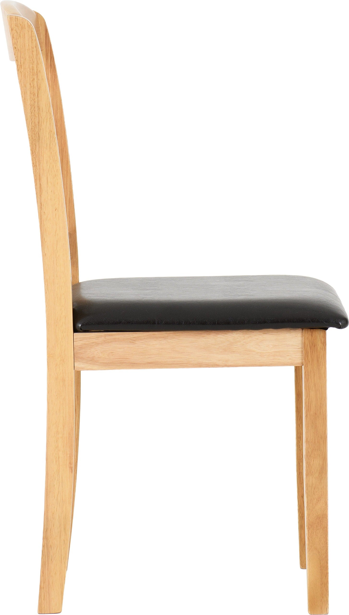 Mason Dining Chair Pair in Oak Varnish and Brown Faux Leather