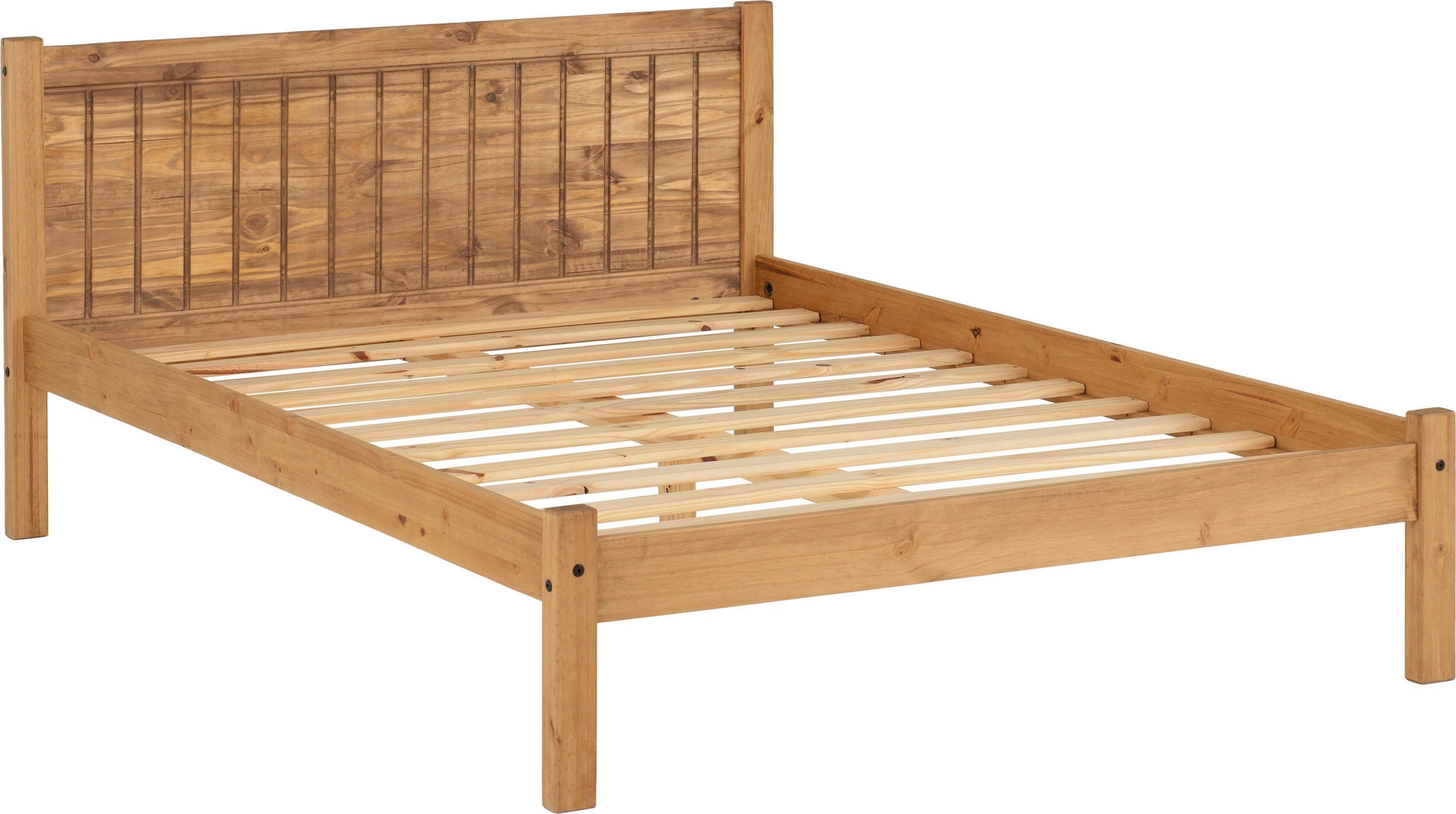 MAYA SMALL DOUBLE 4ft SOLID DISTRESSED WAX PINE WOOD BED FRAME