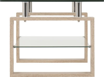 Milan Coffee Table Sonoma Oak Finish Glass and Metal with Undershelf