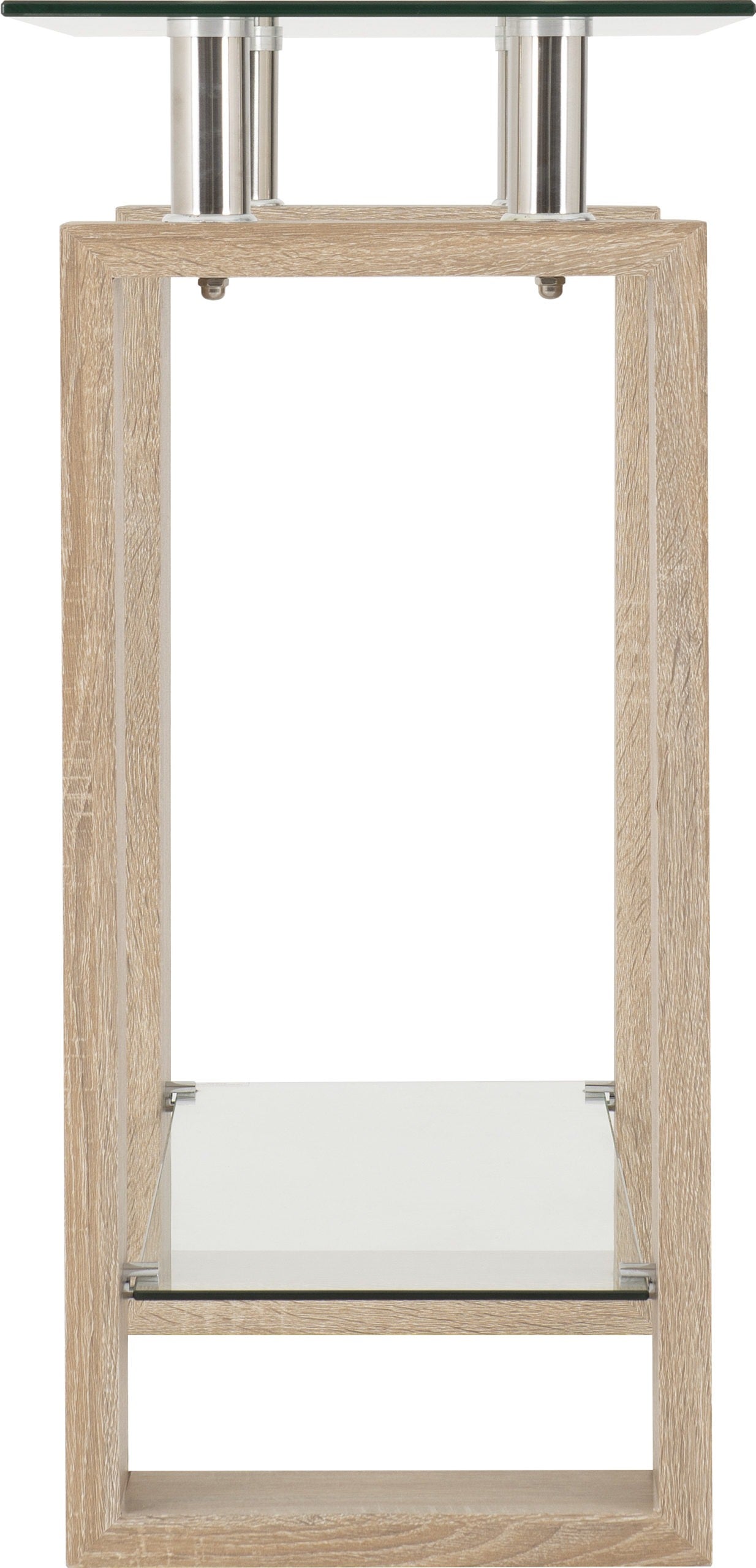 Milan Console Table in Oak Effect Glass and Silver