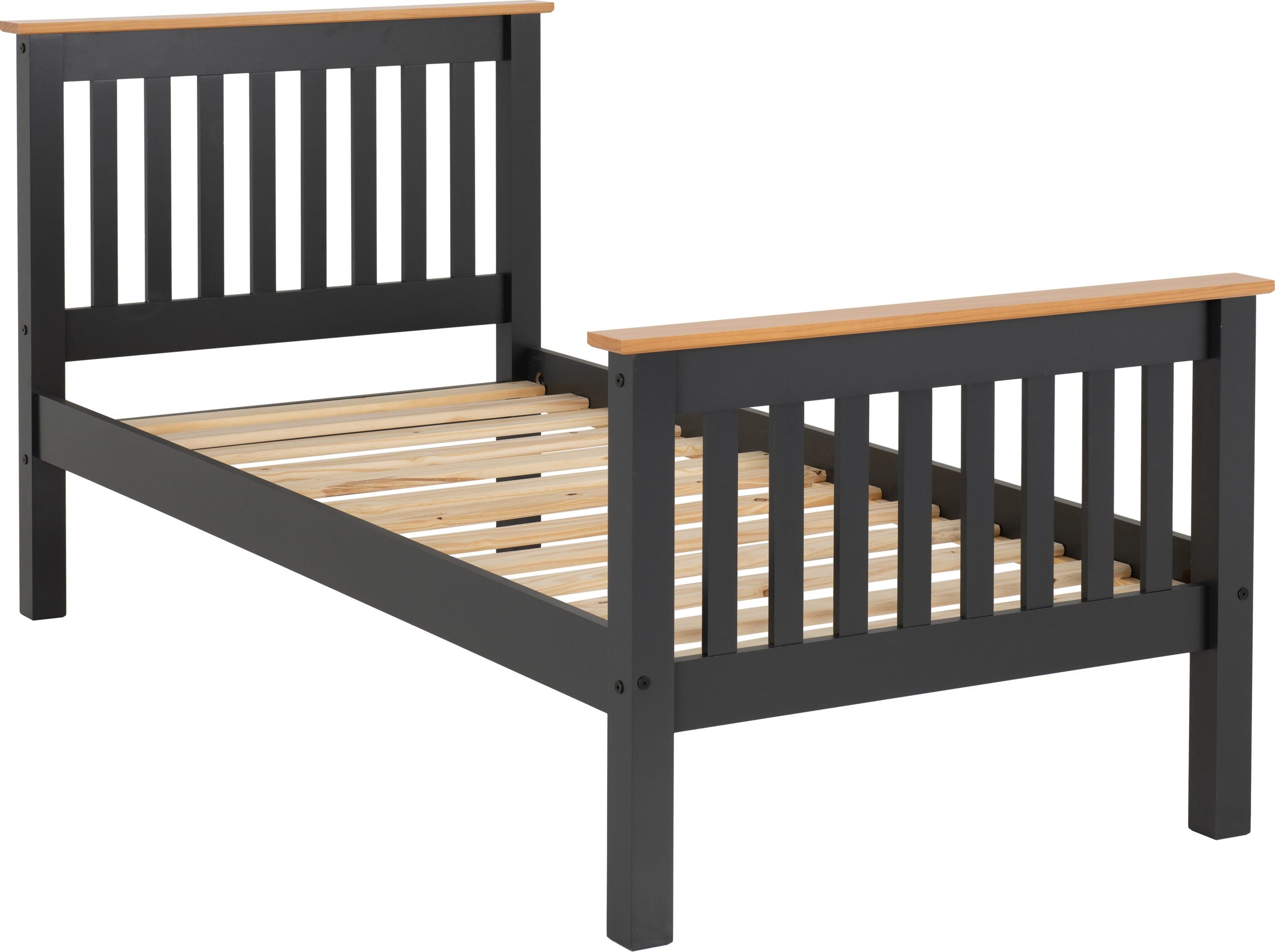 Monaco 3ft Single Bed High Foot End in Grey and Oak
