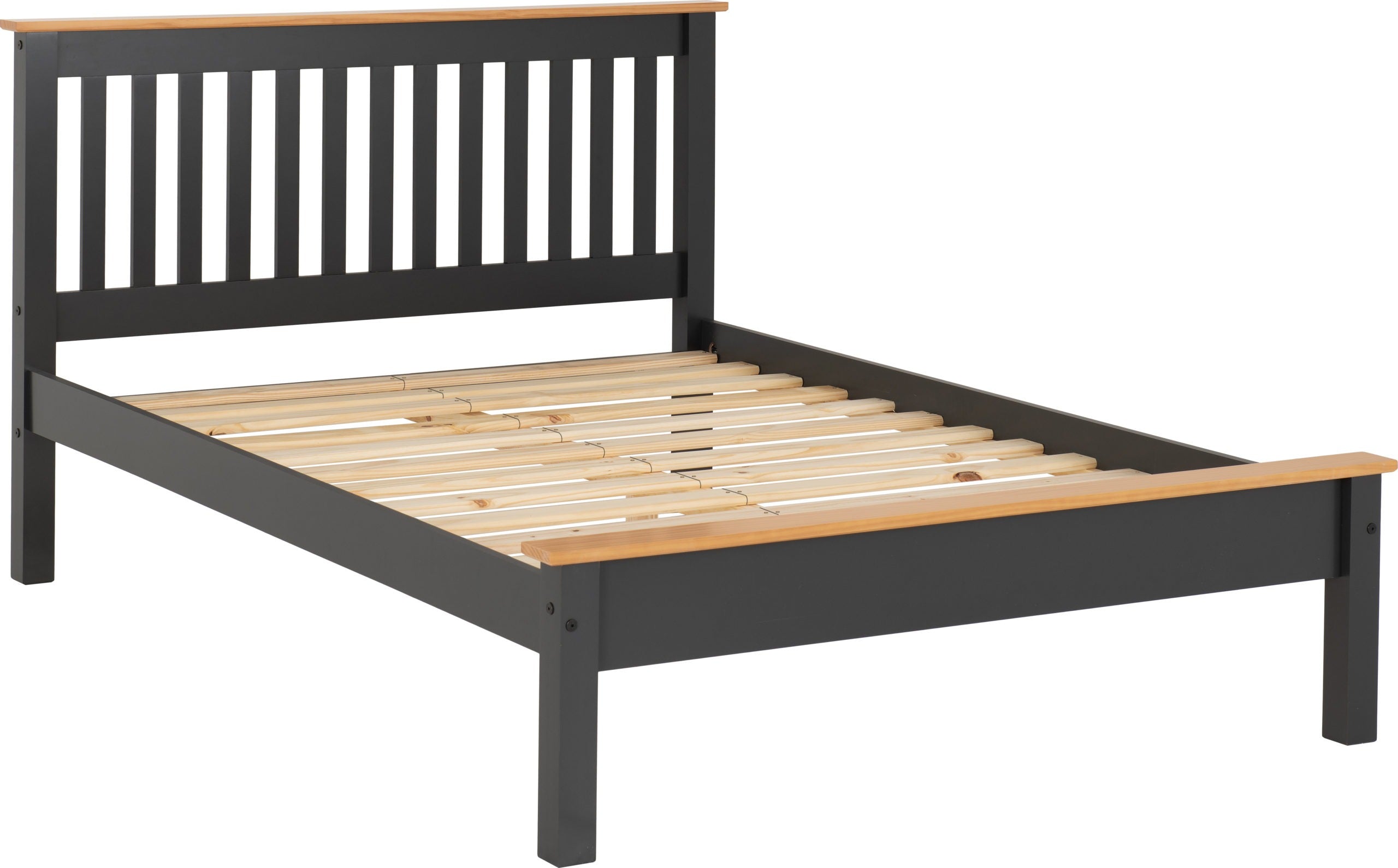 Monaco 4ft6 Double Bed Low Foot End in Grey and Oak