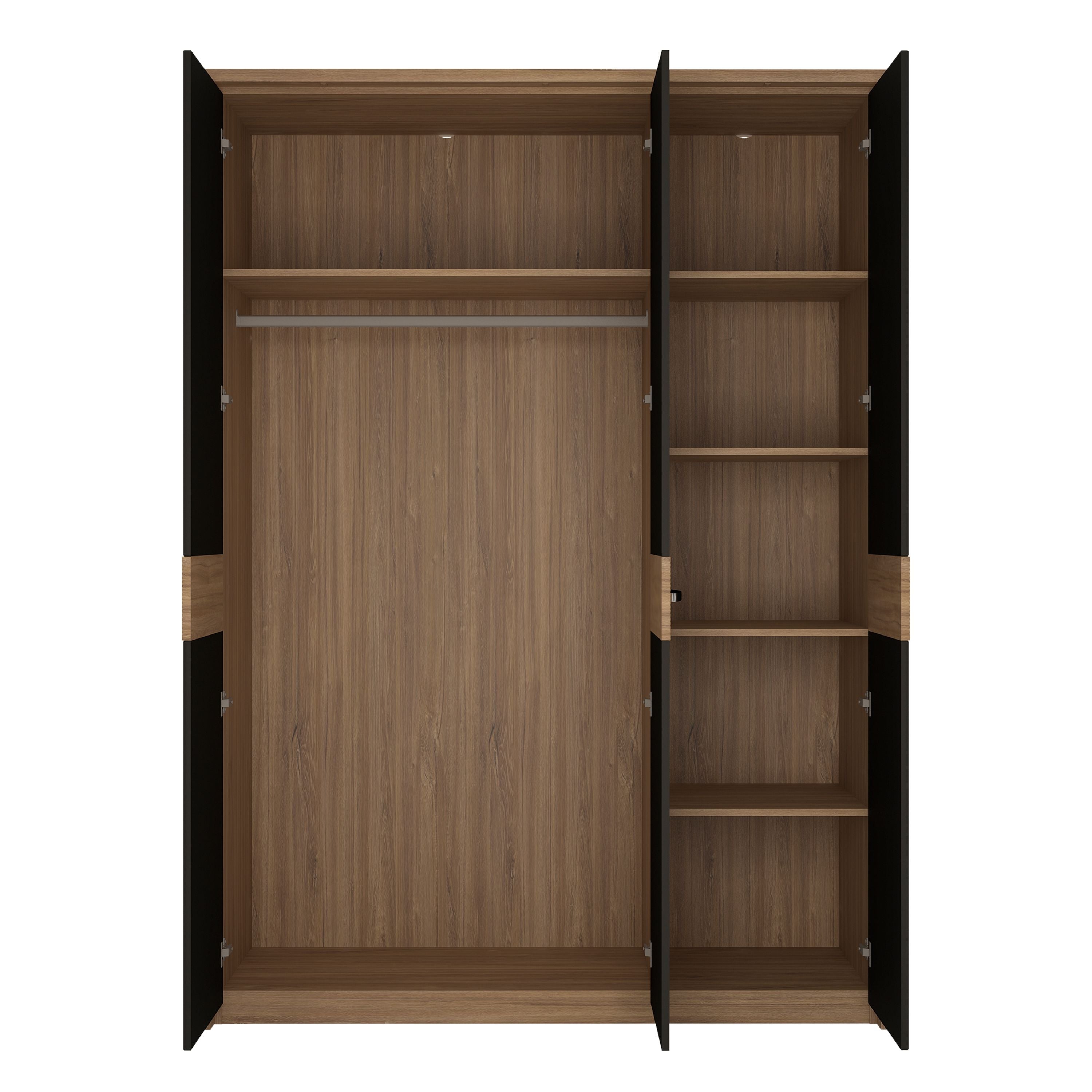 Monaco 3 door wardrobe with mirror door in Oak and Black