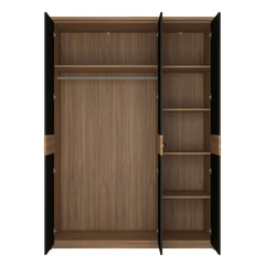 Monaco 3 door wardrobe with mirror door in Oak and Black