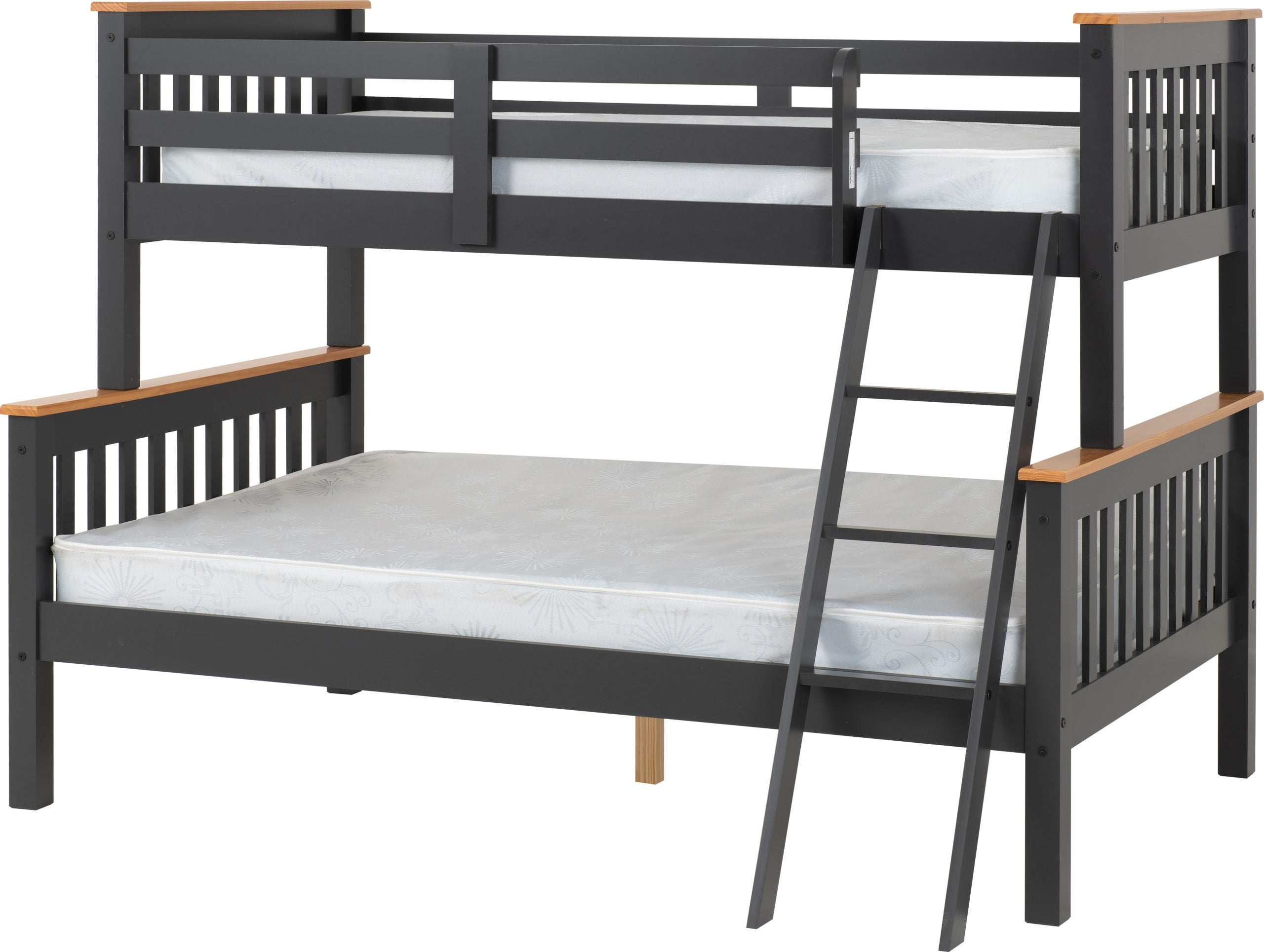 Neptune Triple Sleeper Bunk Bed Frame Grey and Oak