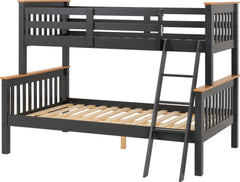 Neptune Triple Sleeper Bunk Bed Frame Grey and Oak