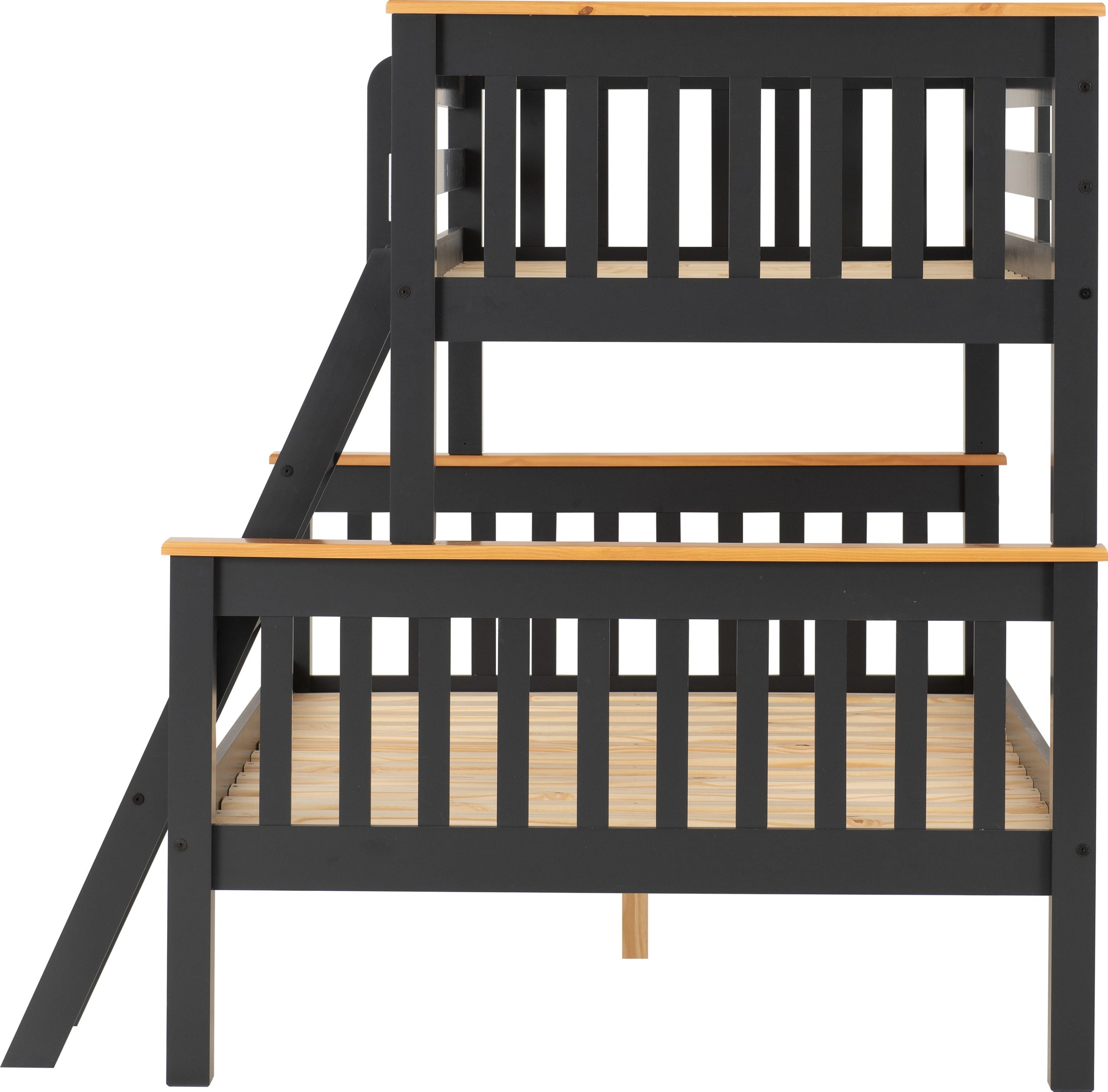 Neptune Triple Sleeper Bunk Bed Frame Grey and Oak