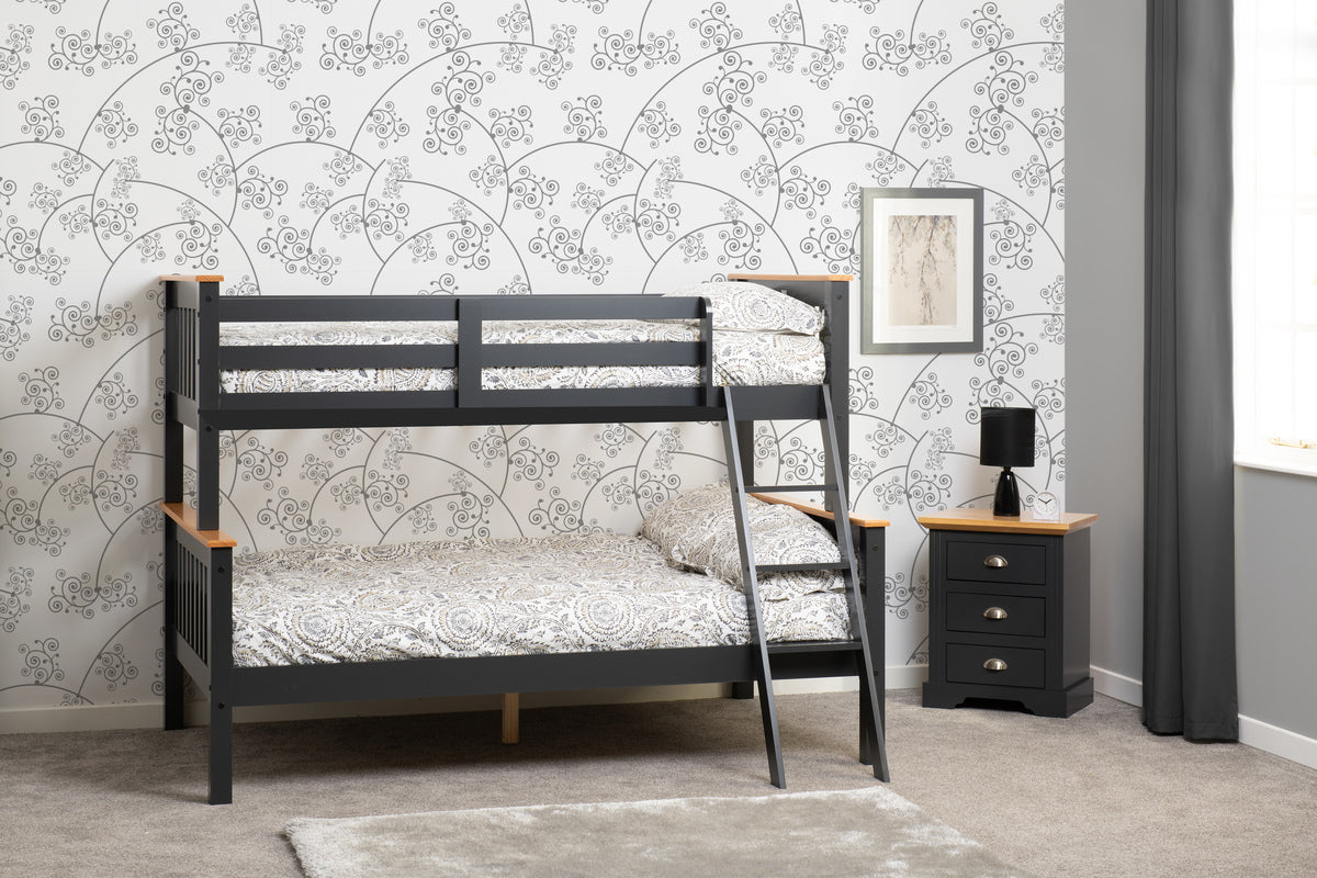 Neptune Triple Sleeper Bunk Bed Frame Grey and Oak